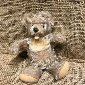 Vintage Mohair Stuffed Bear: 7 inches Honey Blonde‎ Jointed Toy